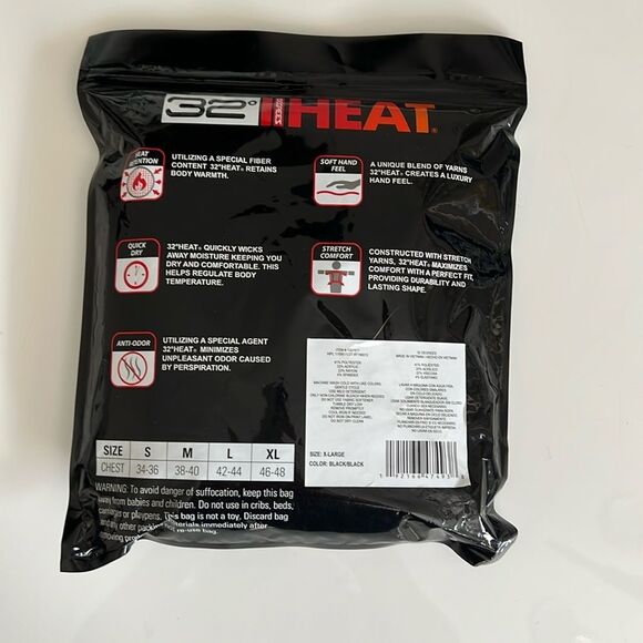 32 DEGREES Men's Heat Long Sleeve Crew Neck Tee Shirt 2-Pack BLACK - Picture 3 of 3